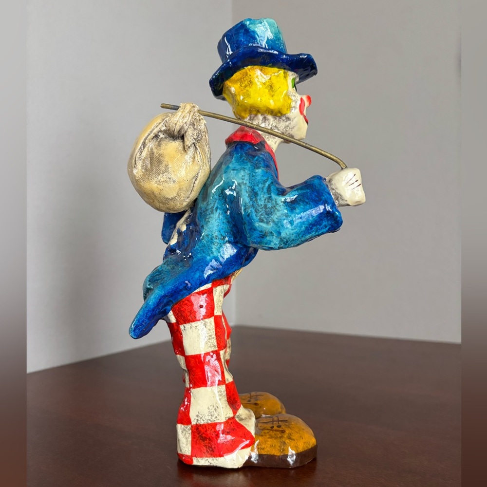 Alvarez Meifiso Artist Signed Handmade Mexican Folk Art Paper Mache Hobo Clown